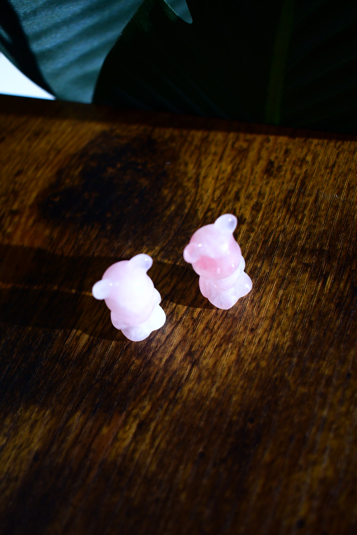 Mini Rose Quartz Teddy Bear Carvings