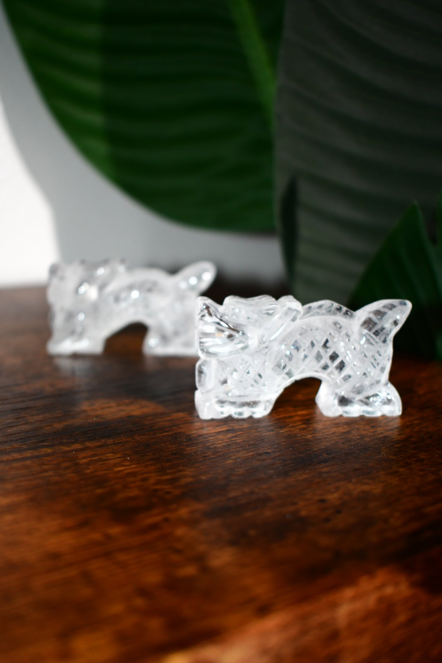 Intricately Carved Clear Quartz Dragon