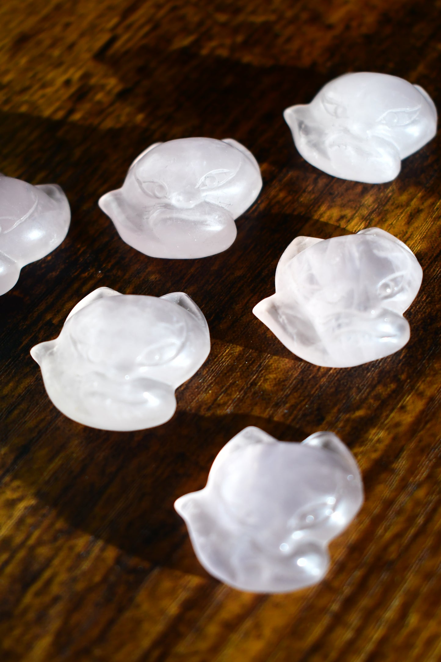 Mini Rose Quartz Nine-Tail Fox Carving