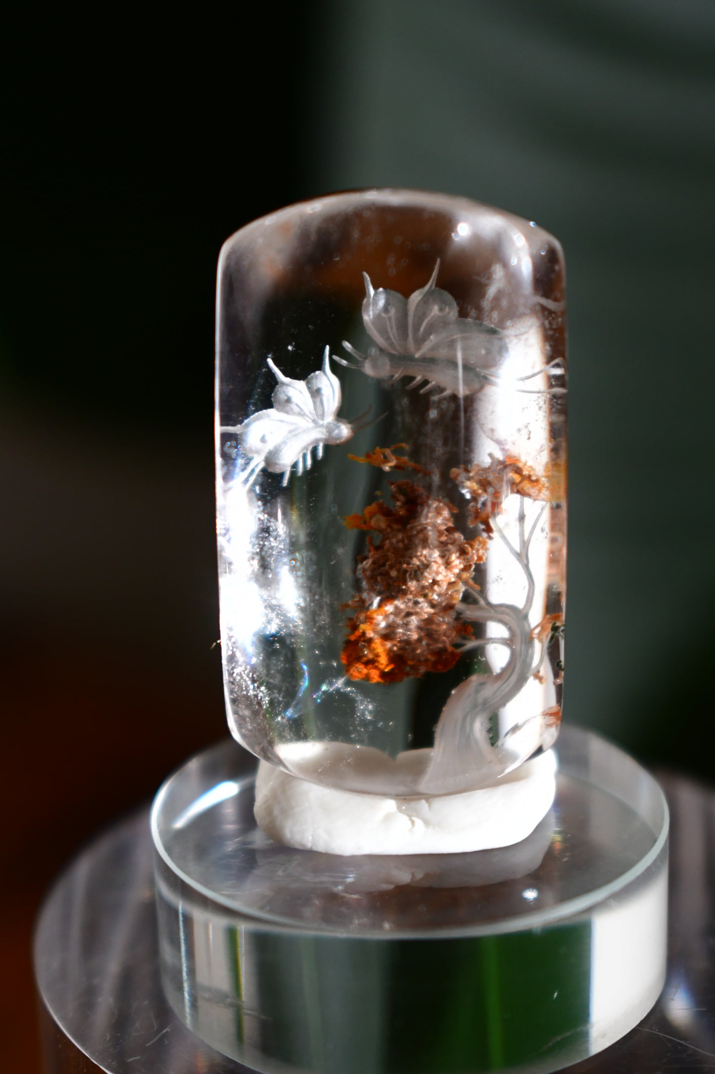 “Butterflies #3” High-Quality Lodalite Quartz Etched Carvings