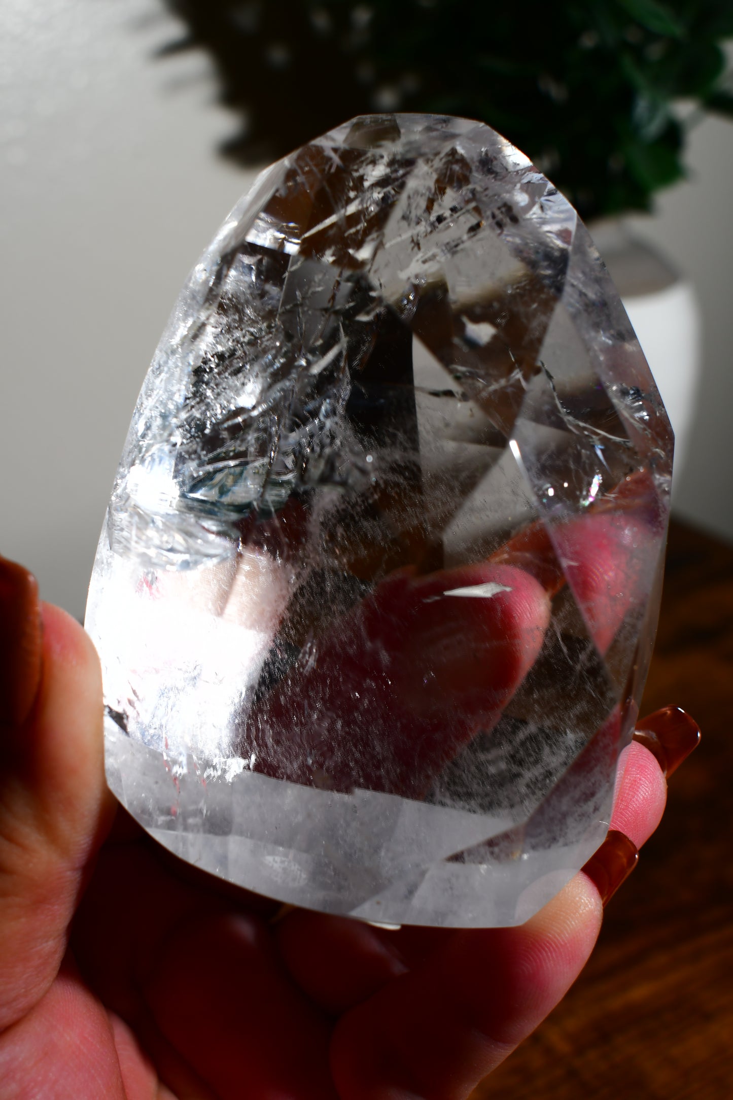 Lemurian Quartz Faceted Freeform on Removable Gold Stand/ Lemurian Crystals/ Ancient Wisdom/ Rare Crystals/ Brazillian Crystals/ Crystals