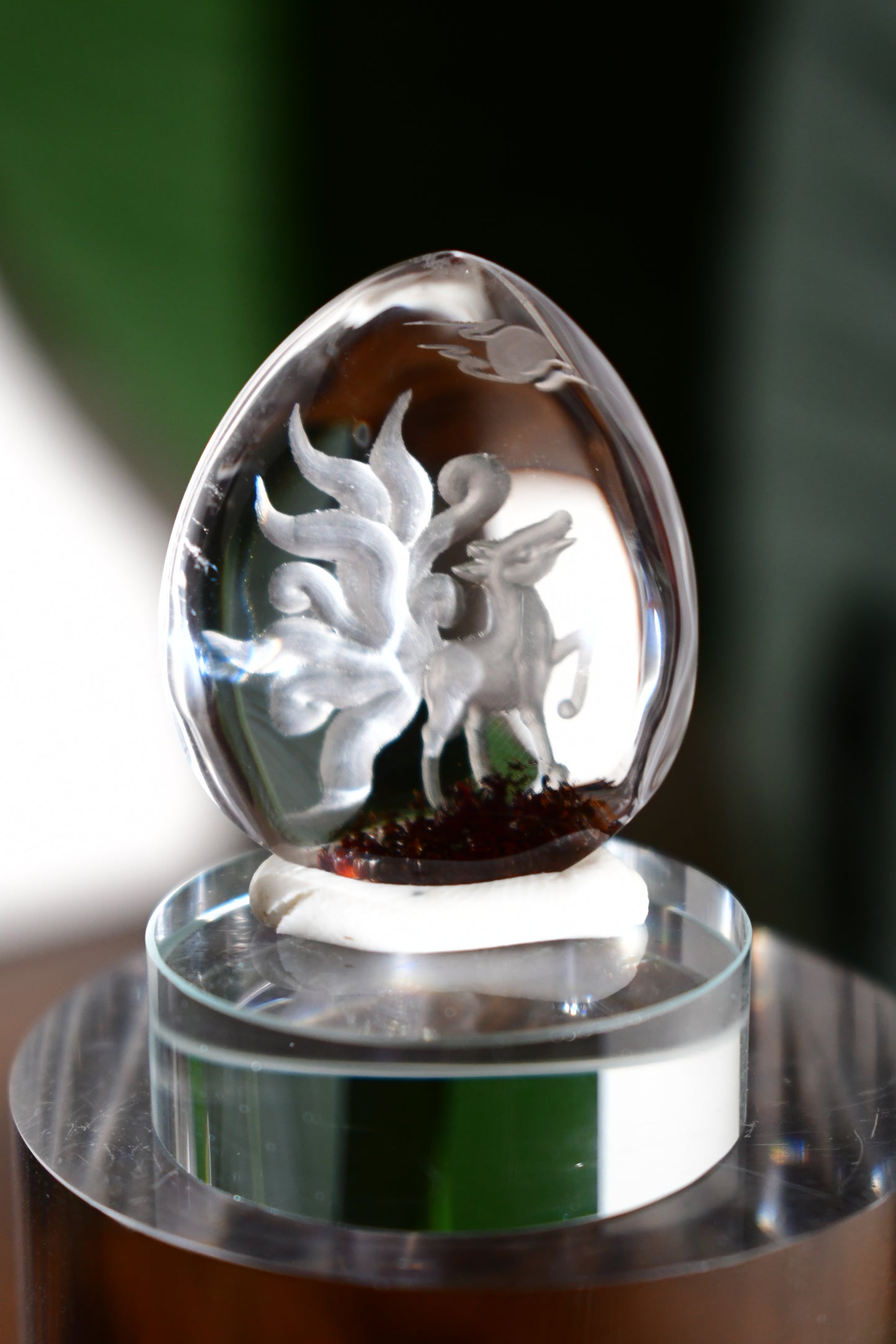 “Nine-Tail Fox #2” Lodalite Quartz Etched Carvings
