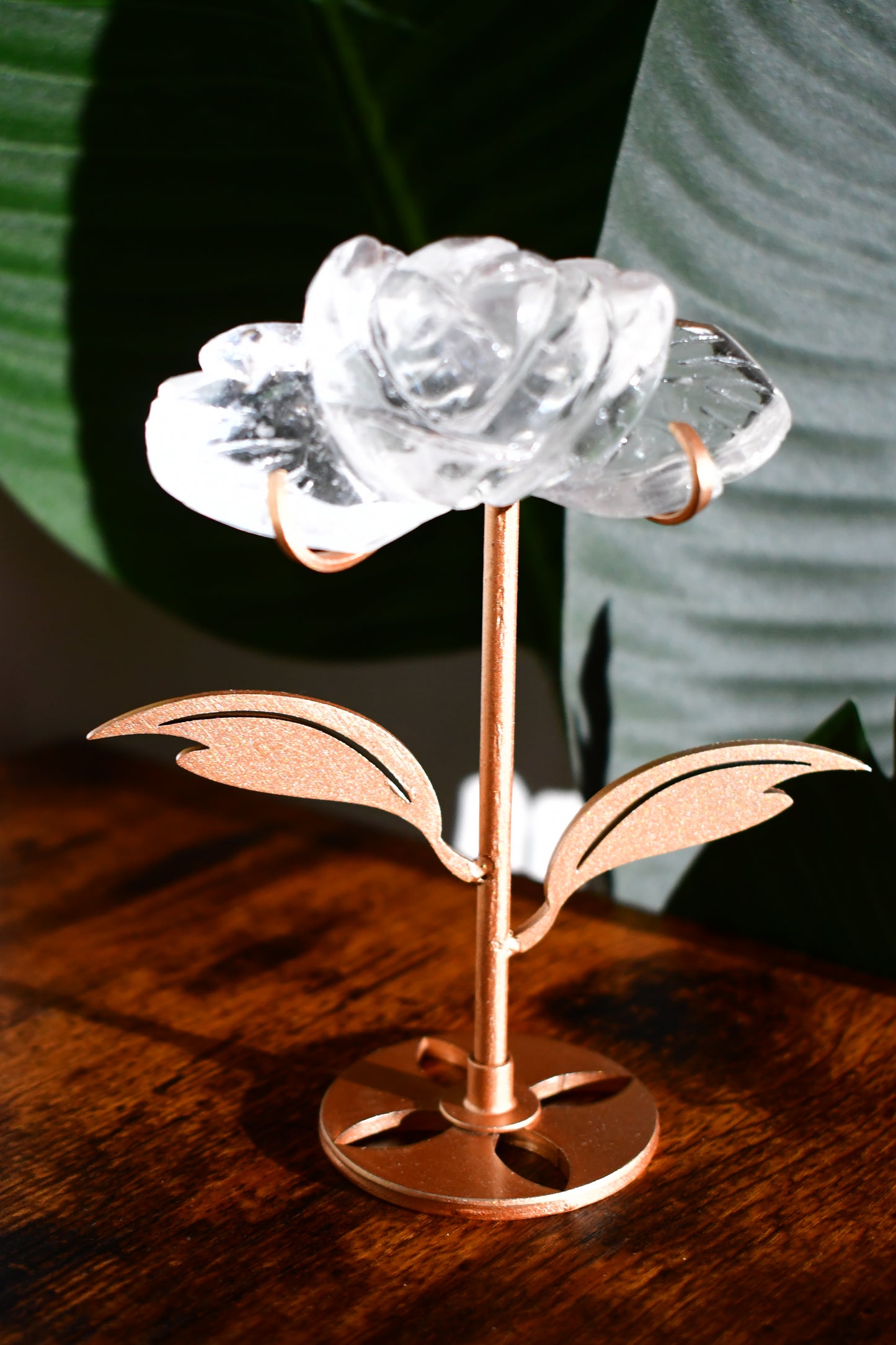 Intricately Carved Clear Quartz Rose