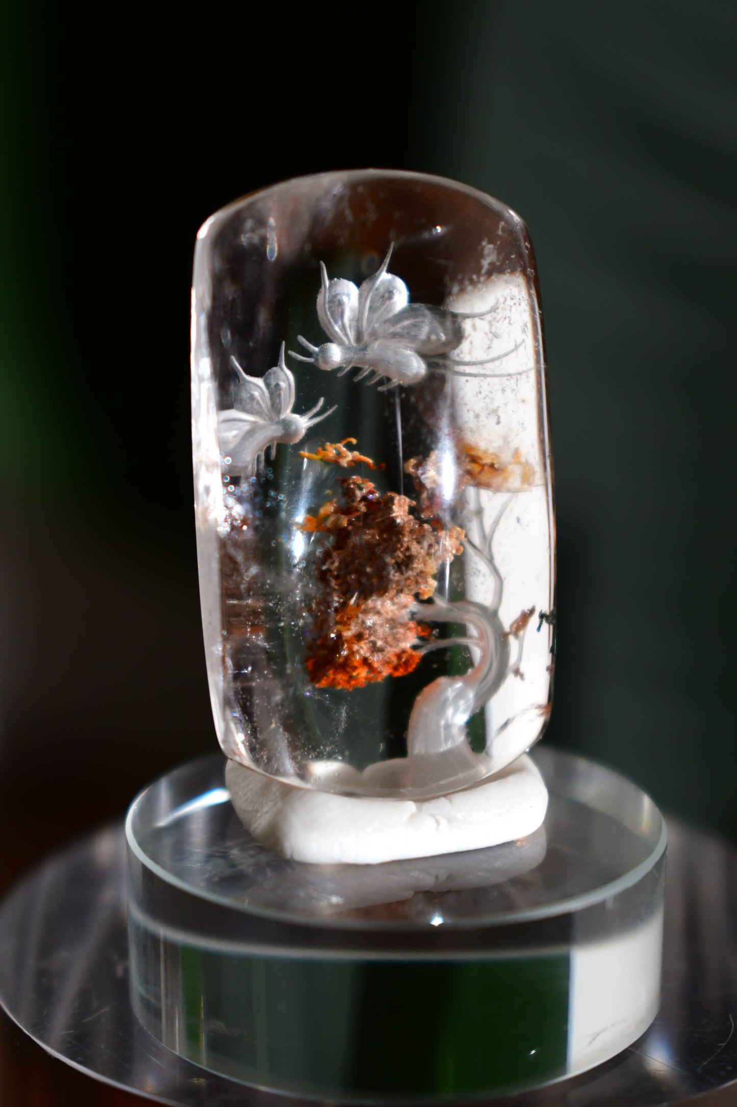“Butterflies #3” High-Quality Lodalite Quartz Etched Carvings