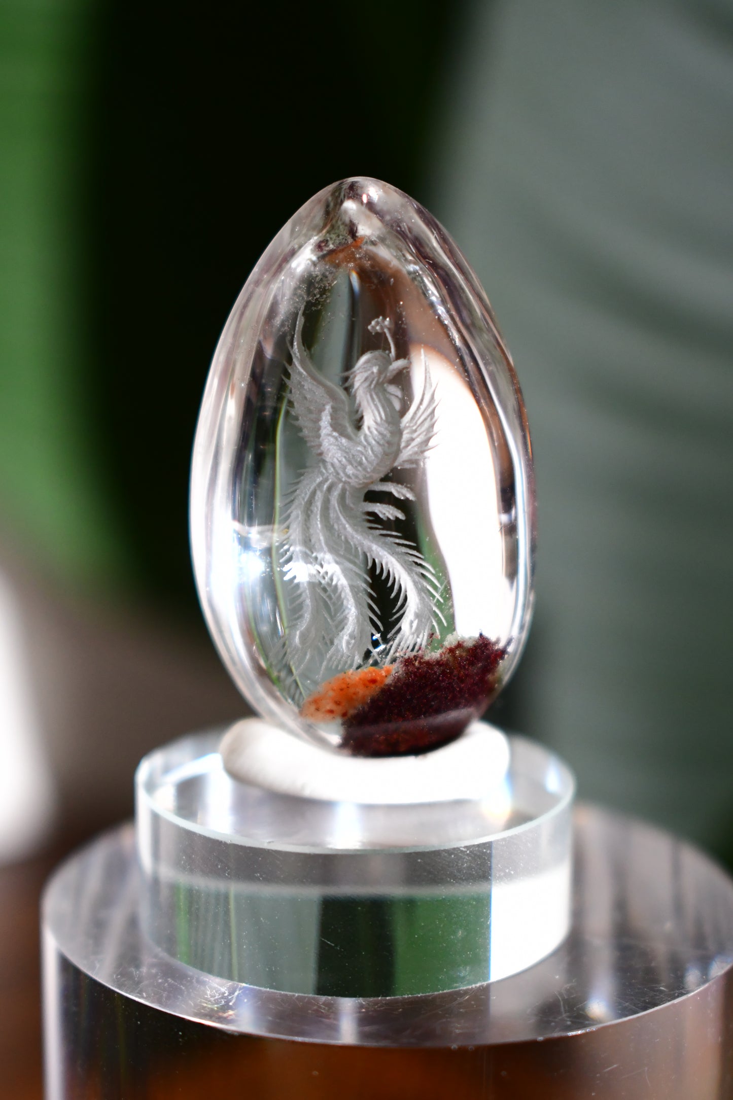 “Phoenix #2” High-Quality Lodalite Quartz Etched Carvings