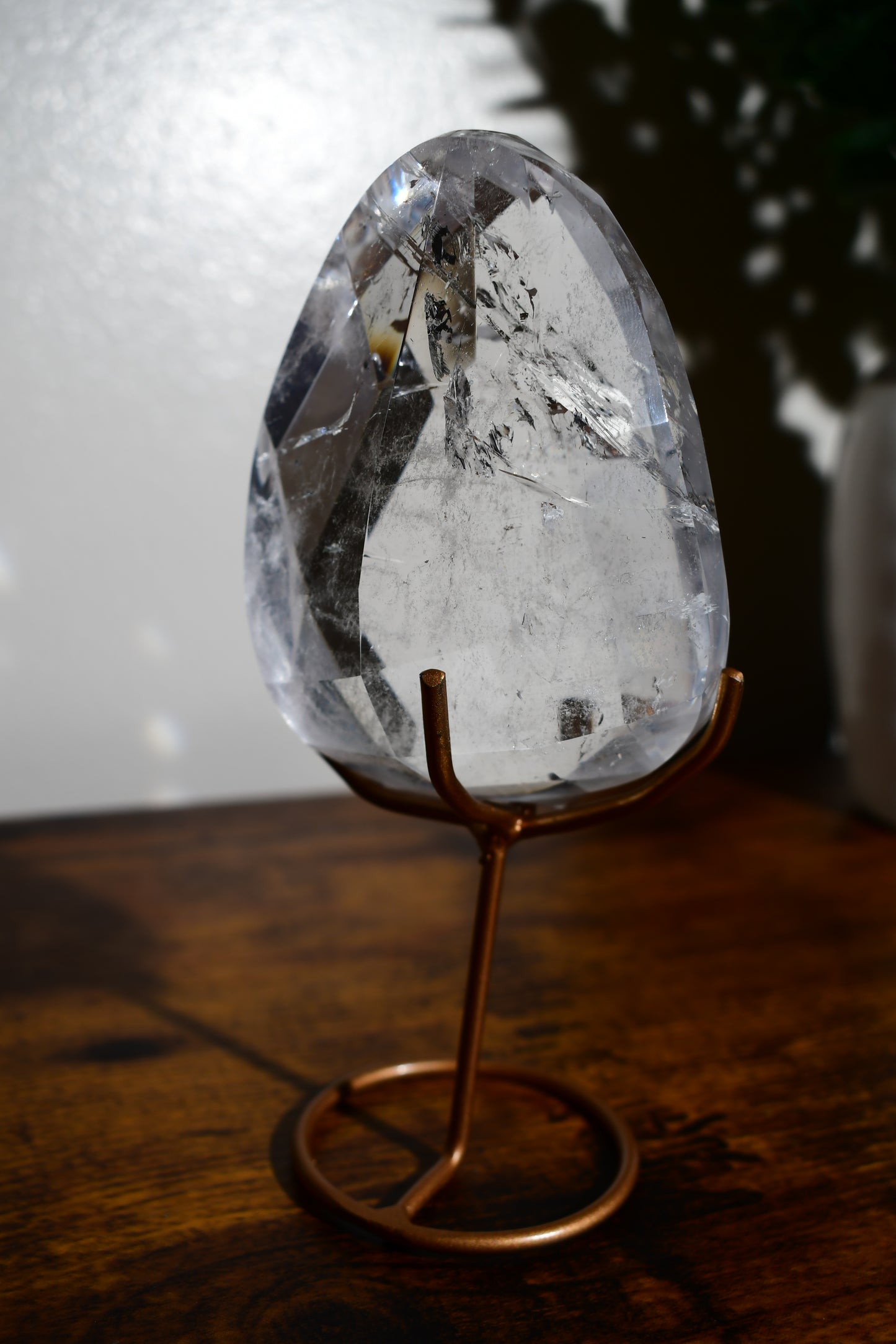 Lemurian Quartz Faceted Freeform on Removable Gold Stand/ Lemurian Crystals/ Ancient Wisdom/ Rare Crystals/ Brazillian Crystals/ Crystals