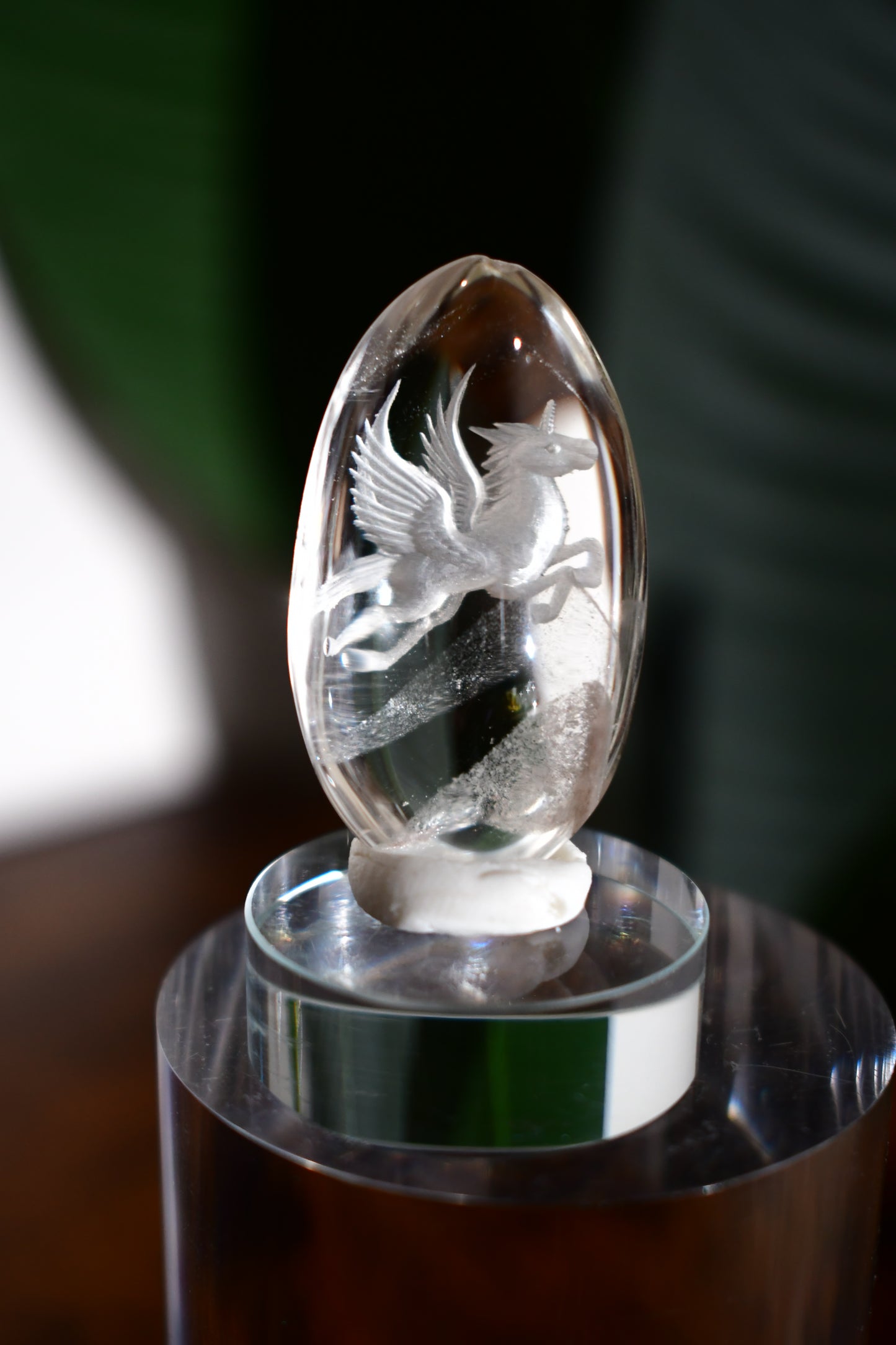 “Unicorn” High-Quality Lodalite Quartz Etched Carvings