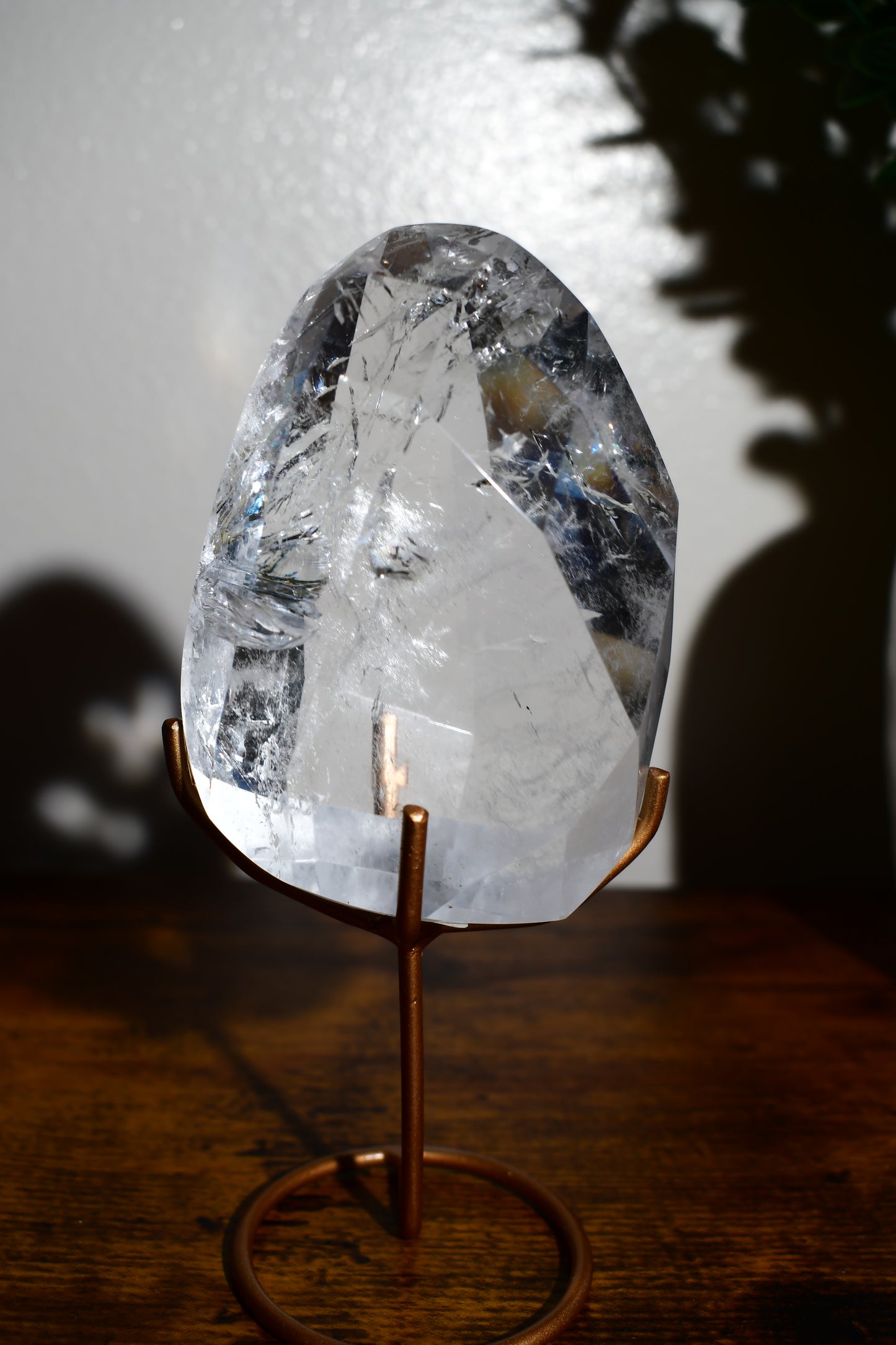 Lemurian Quartz Faceted Freeform on Removable Gold Stand/ Lemurian Crystals/ Ancient Wisdom/ Rare Crystals/ Brazillian Crystals/ Crystals