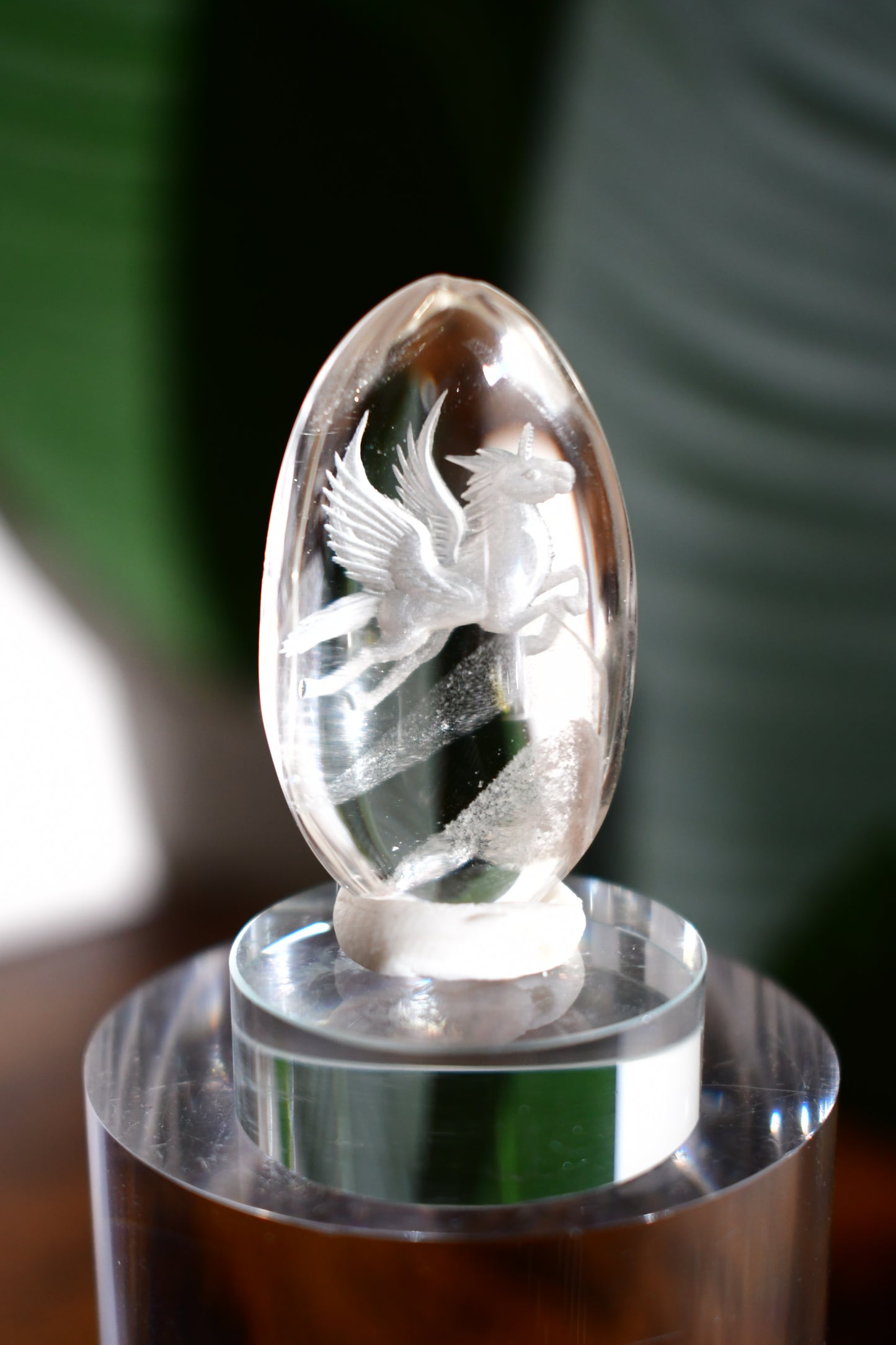 “Unicorn” High-Quality Lodalite Quartz Etched Carvings