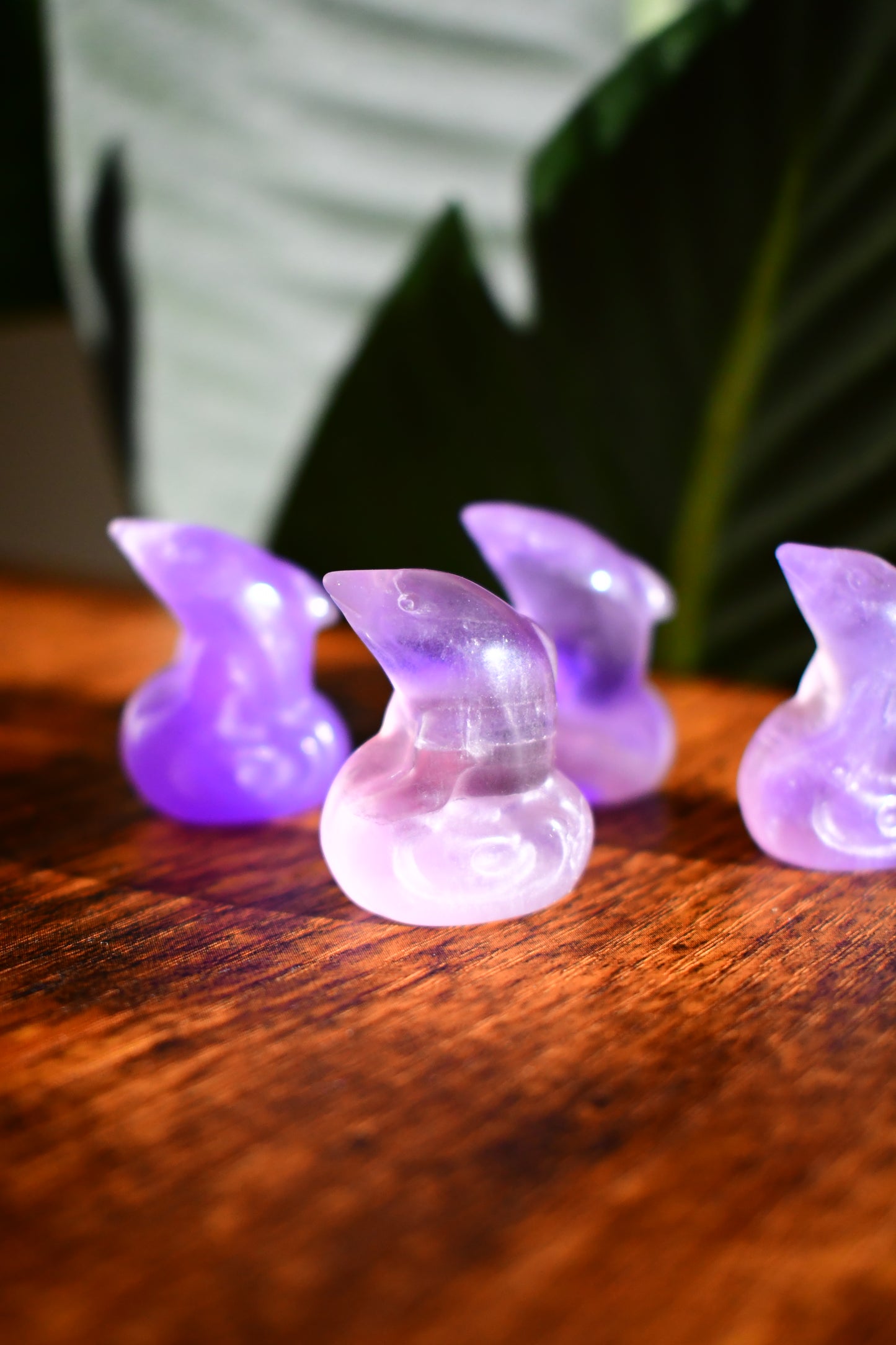 Mini Purple Fluorite Dolphin on a Wave Carving