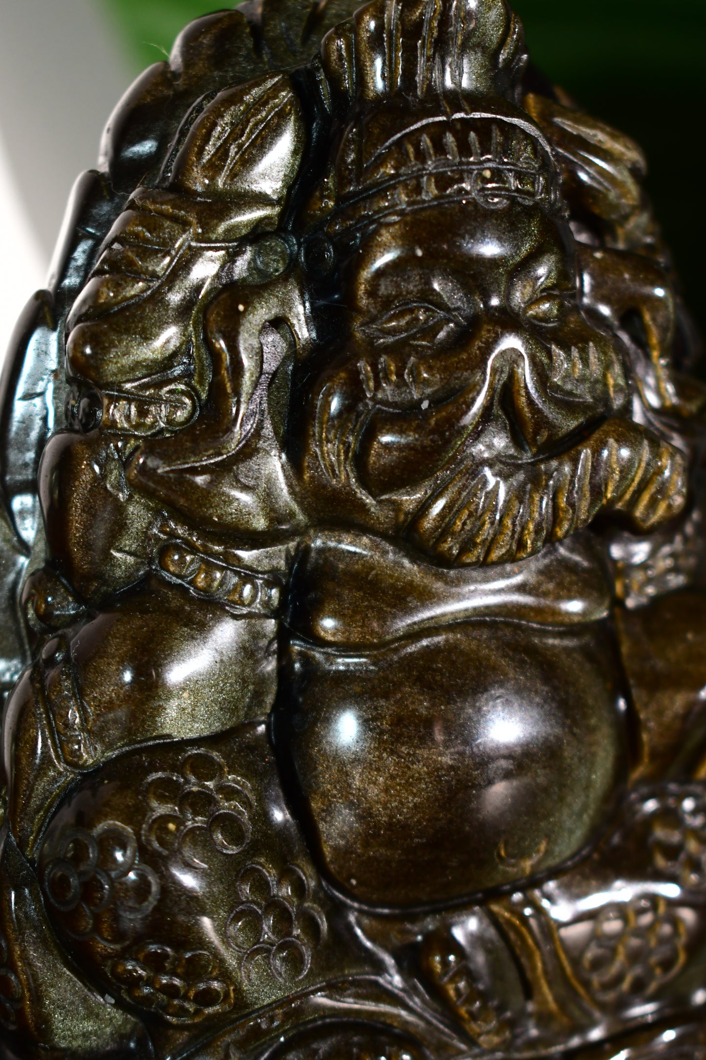 Golden Sheen Black Obsidian Ganesha