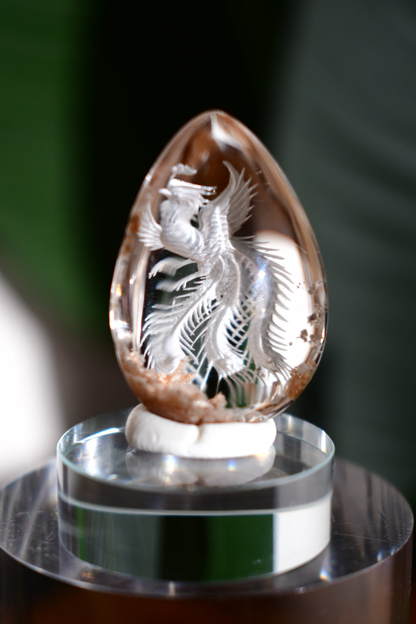 “Phoenix #1” High-Quality Lodalite Quartz Etched Carvings