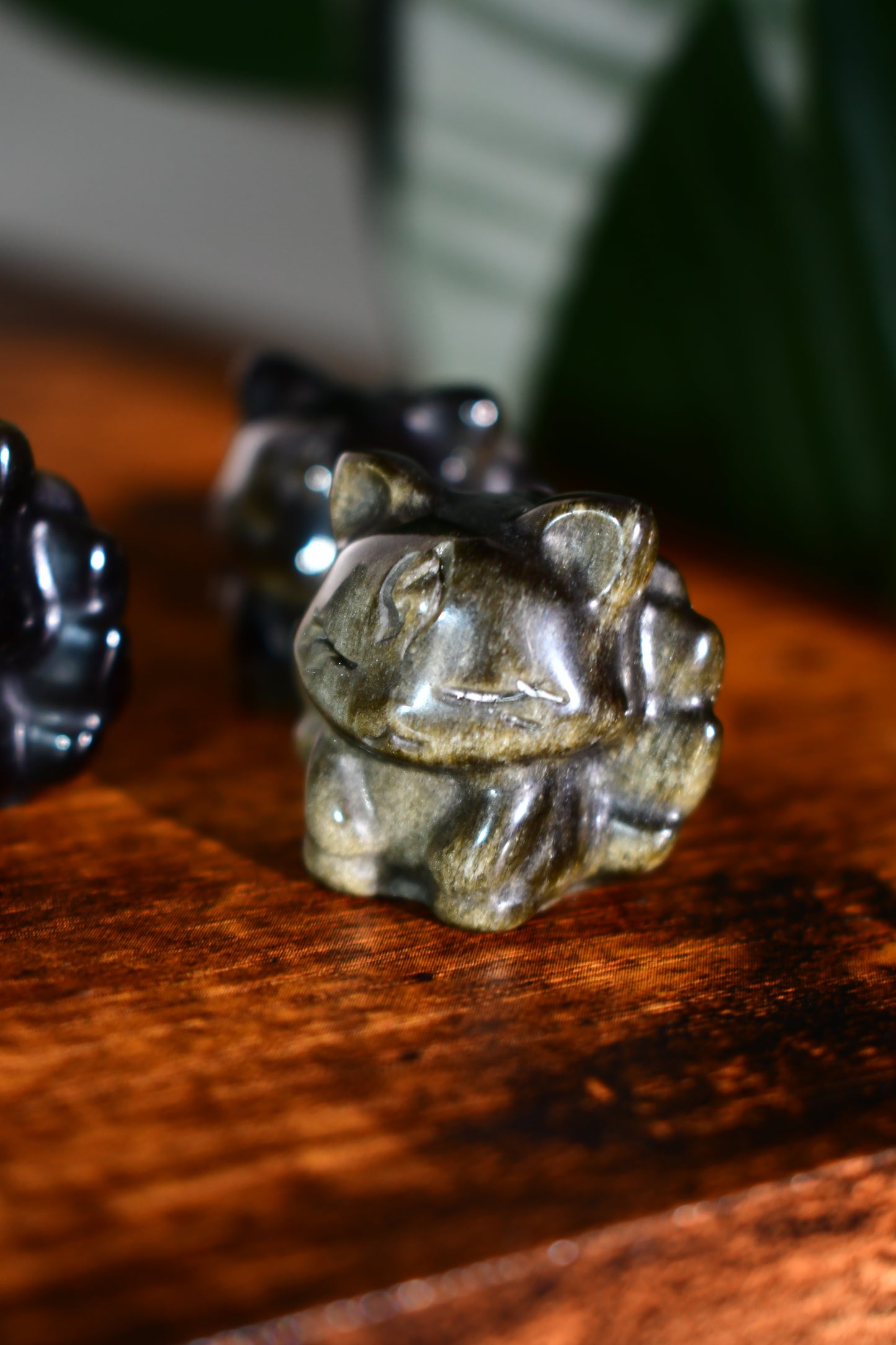 Mini Golden Sheen Nine Tail Fox Carvings