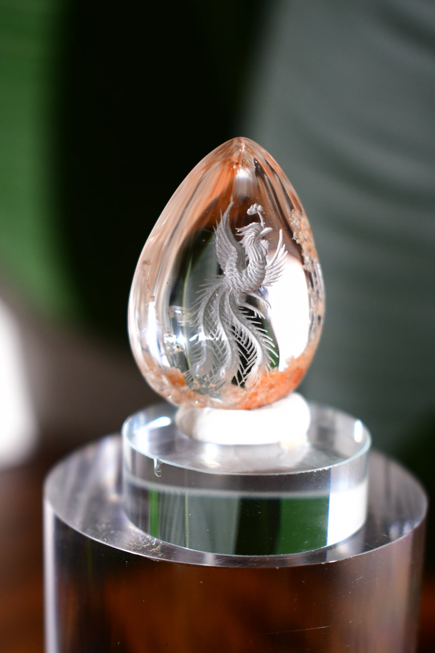 “Phoenix #1” High-Quality Lodalite Quartz Etched Carvings