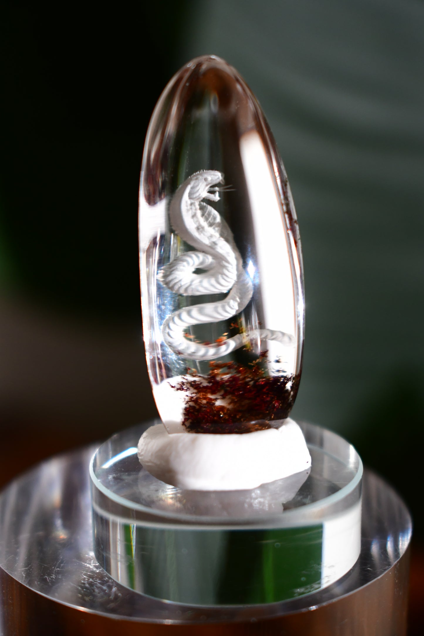 “Snake” High-Quality Lodalite Quartz Etched Carvings