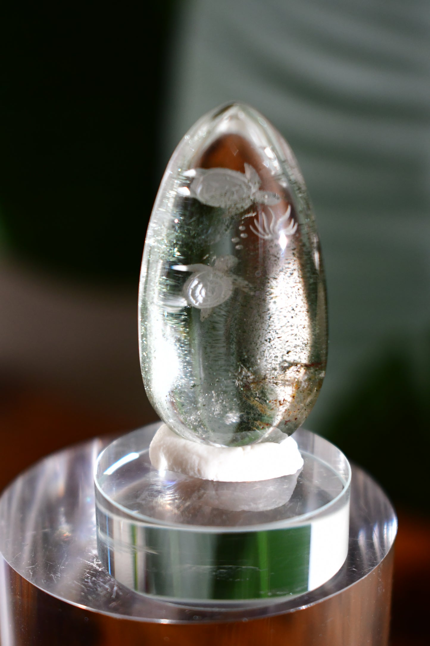 “Turtles #1” High Quality Lodalite Quartz Etched Carvings