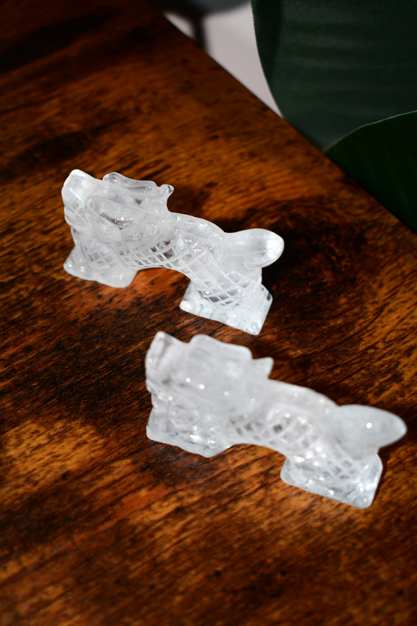 Intricately Carved Clear Quartz Dragon