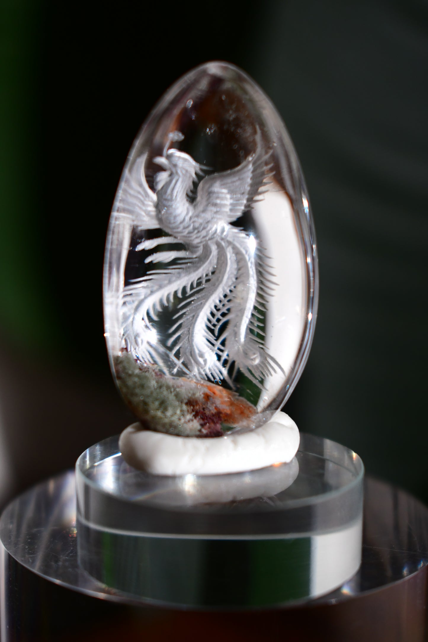 “Phoenix #2” High-Quality Lodalite Quartz Etched Carvings