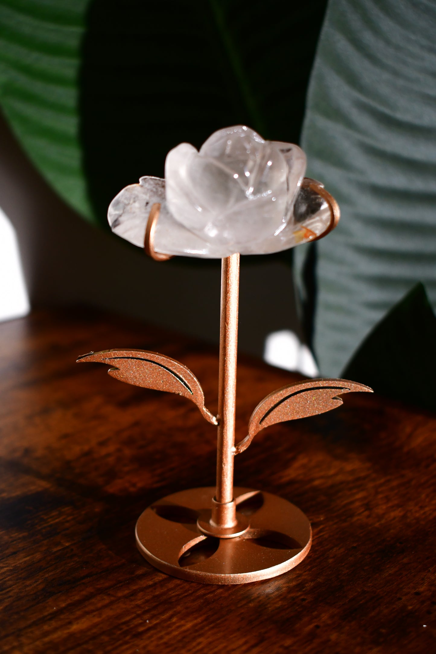 Intricately Carved Smoky Quartz with Dendritic and Iron Inclusions Rose