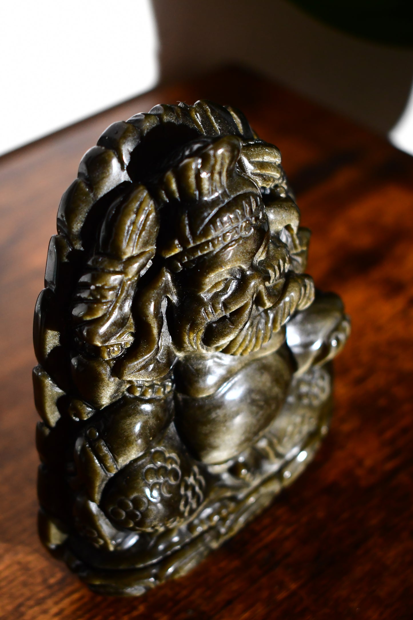 Golden Sheen Black Obsidian Ganesha