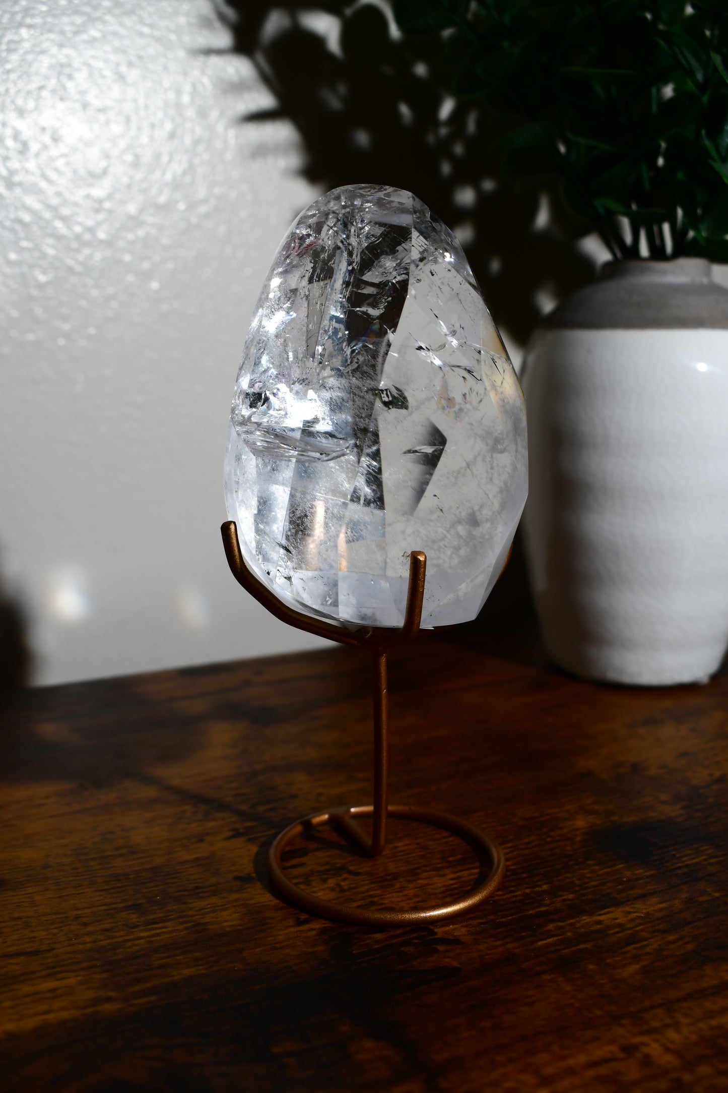 Lemurian Quartz Faceted Freeform on Removable Gold Stand/ Lemurian Crystals/ Ancient Wisdom/ Rare Crystals/ Brazillian Crystals/ Crystals
