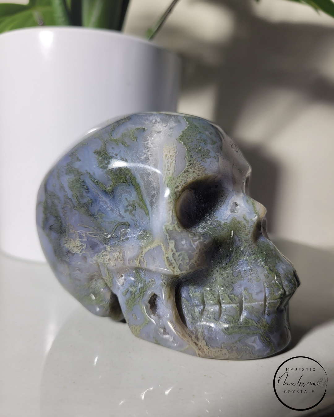 Moss Agate Skull