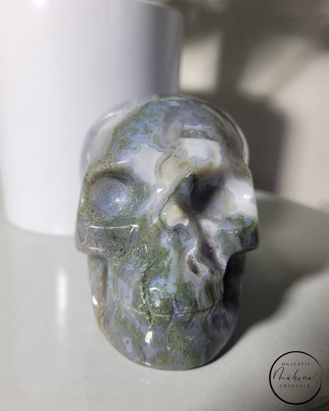 Moss Agate Skull