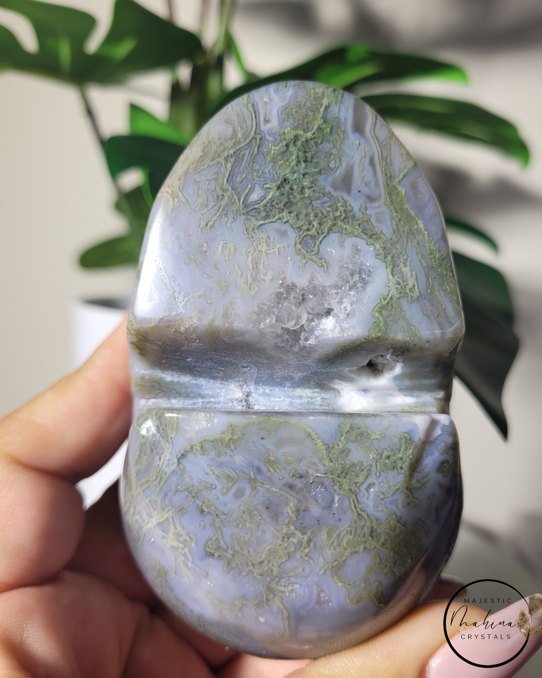 Moss Agate Skull