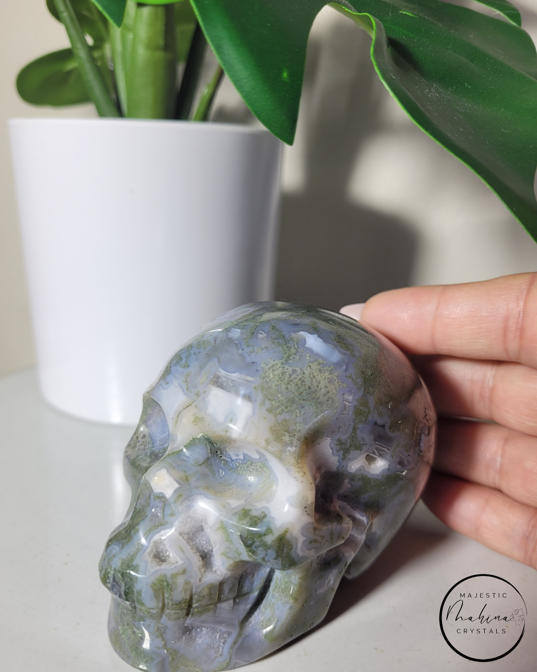 Moss Agate Skull