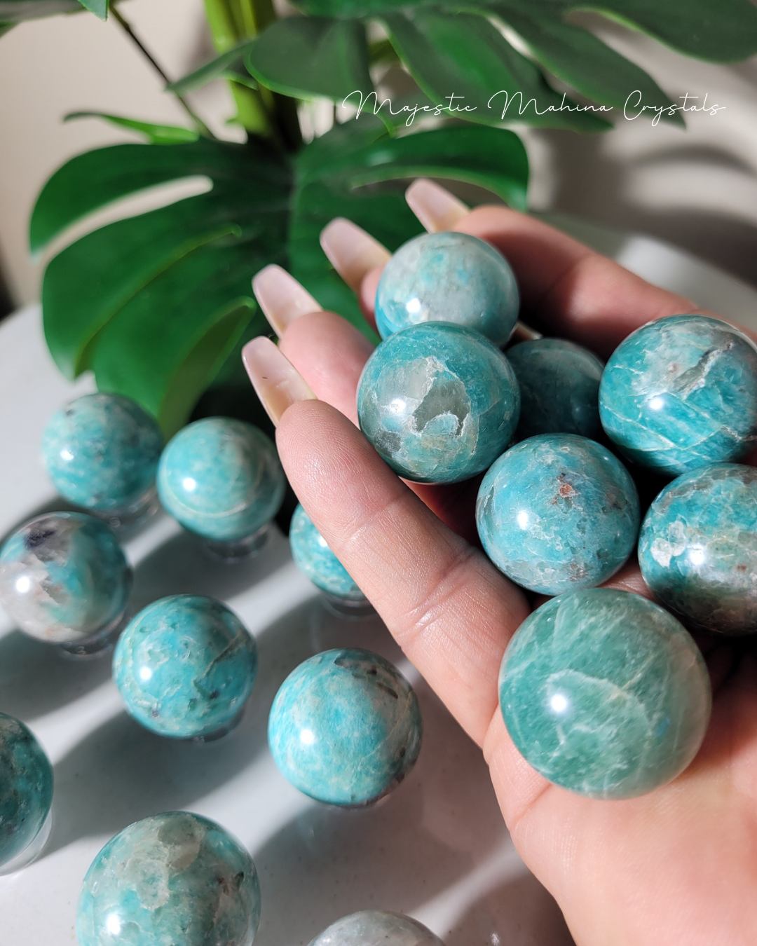 Amazonite and Smoky Quartz Mini Sphere with Stand