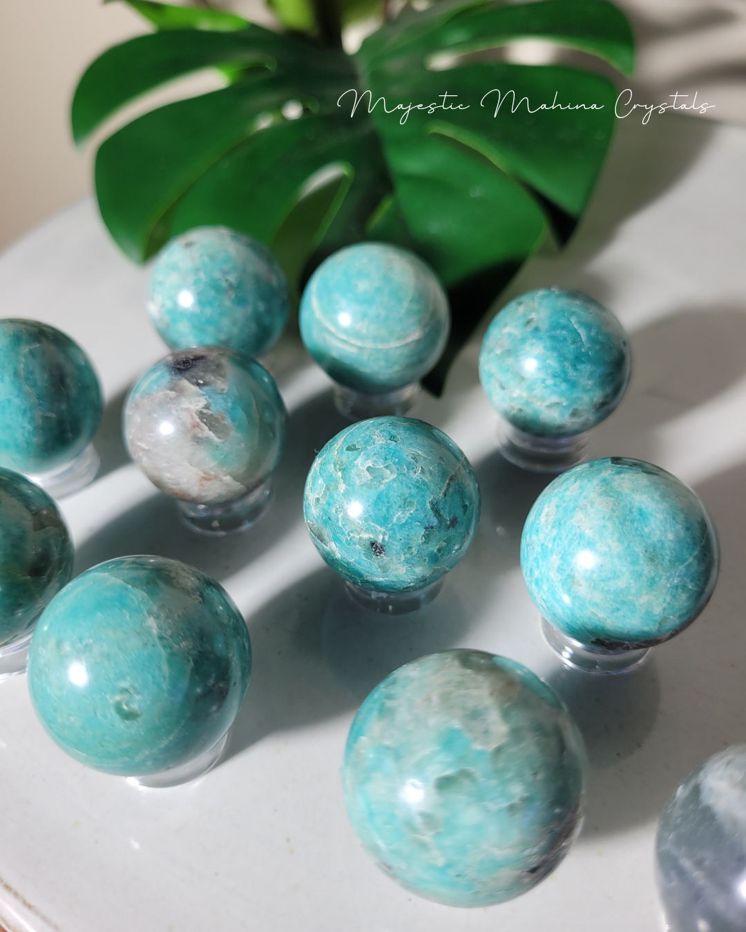 Amazonite and Smoky Quartz Mini Sphere with Stand