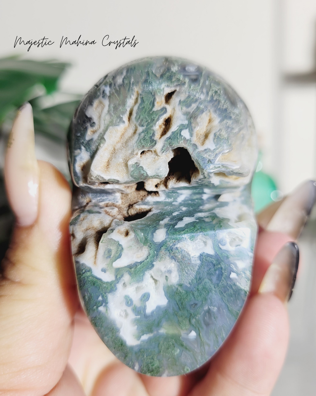 Moss Agate Skull