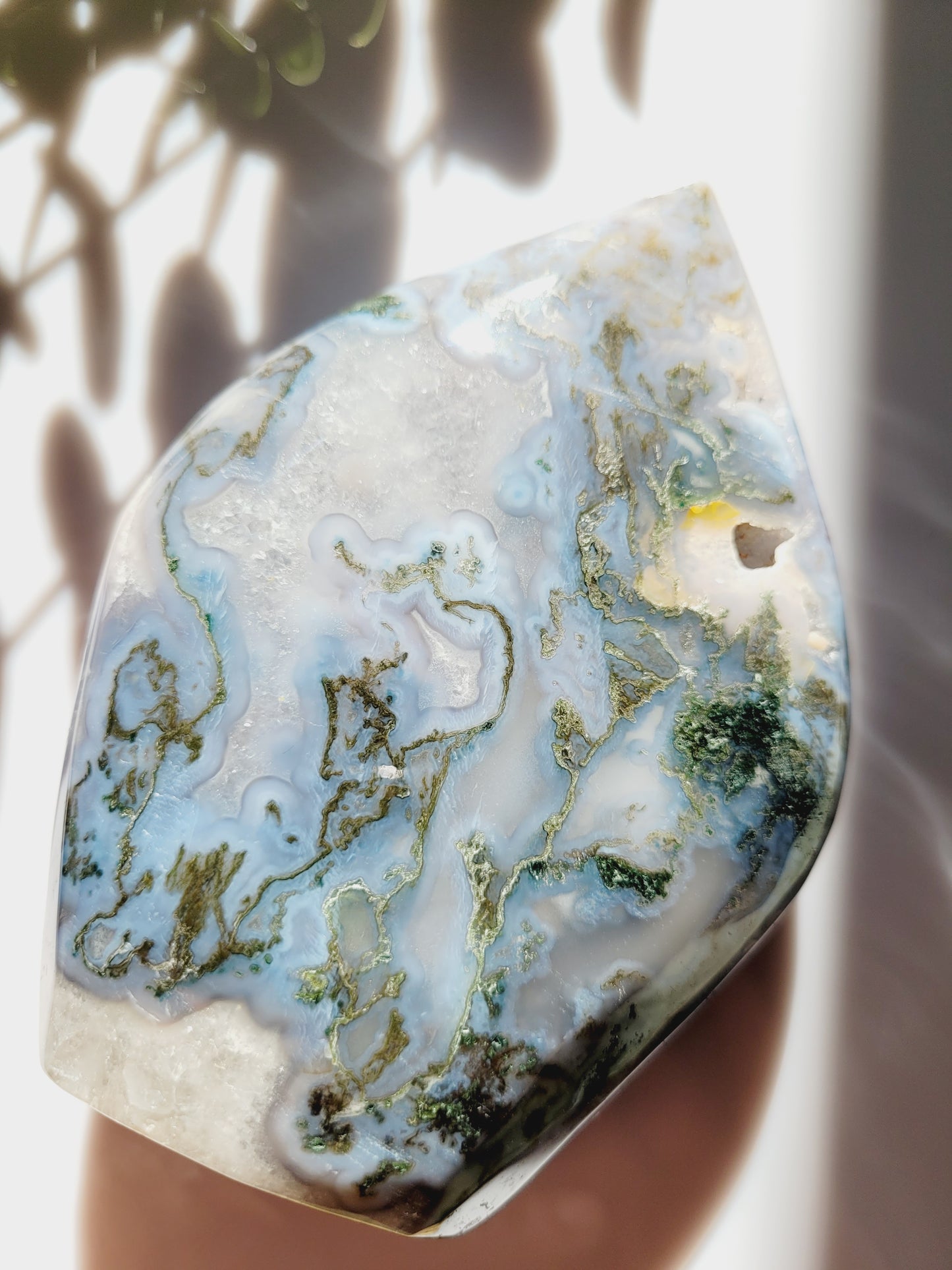 Moss Agate (Blue) Druzy Flames