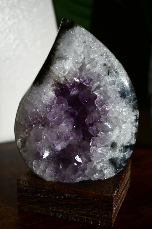 Amethyst and Agate Flame with Moss Agate Inclusions