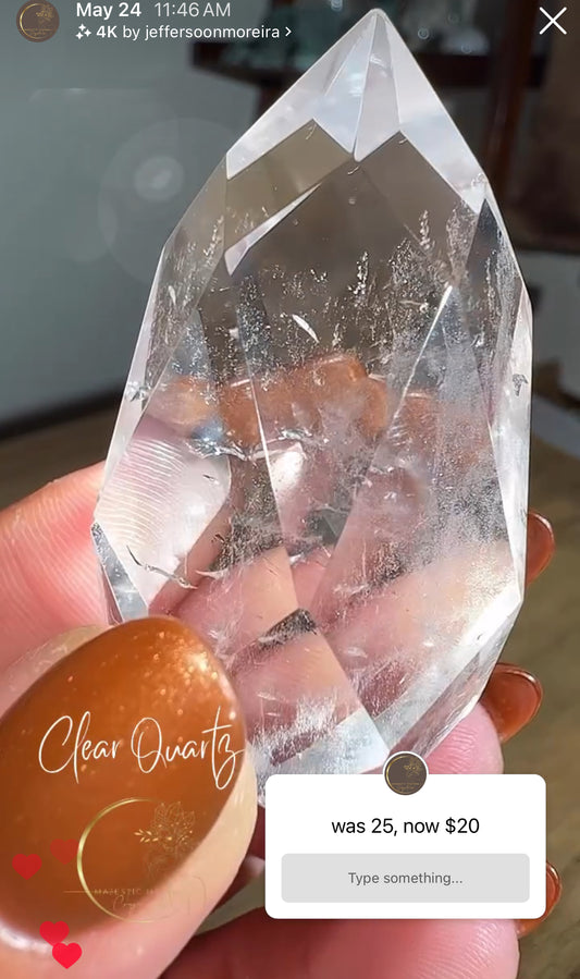 Clear Quartz Faceted Flame