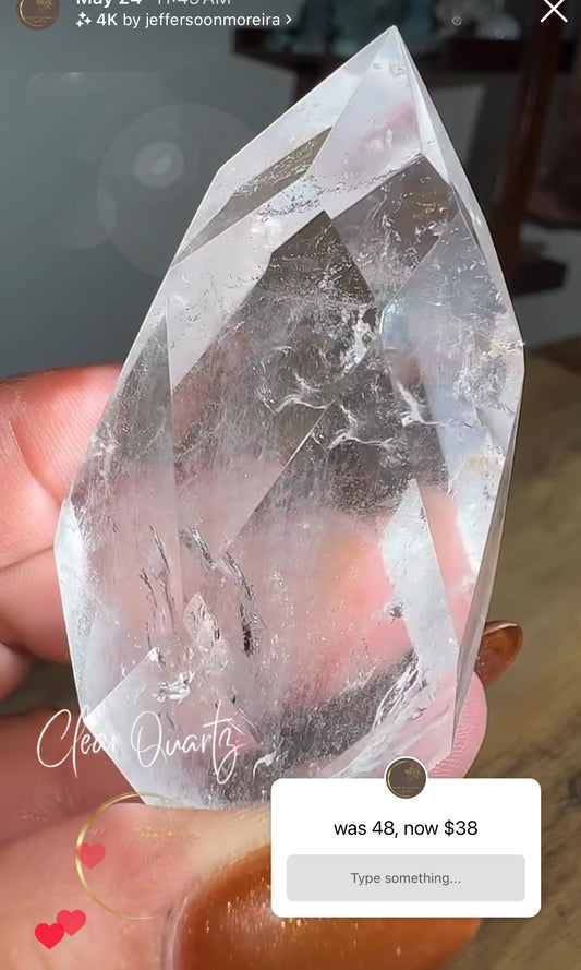 Clear Quartz Faceted Flame