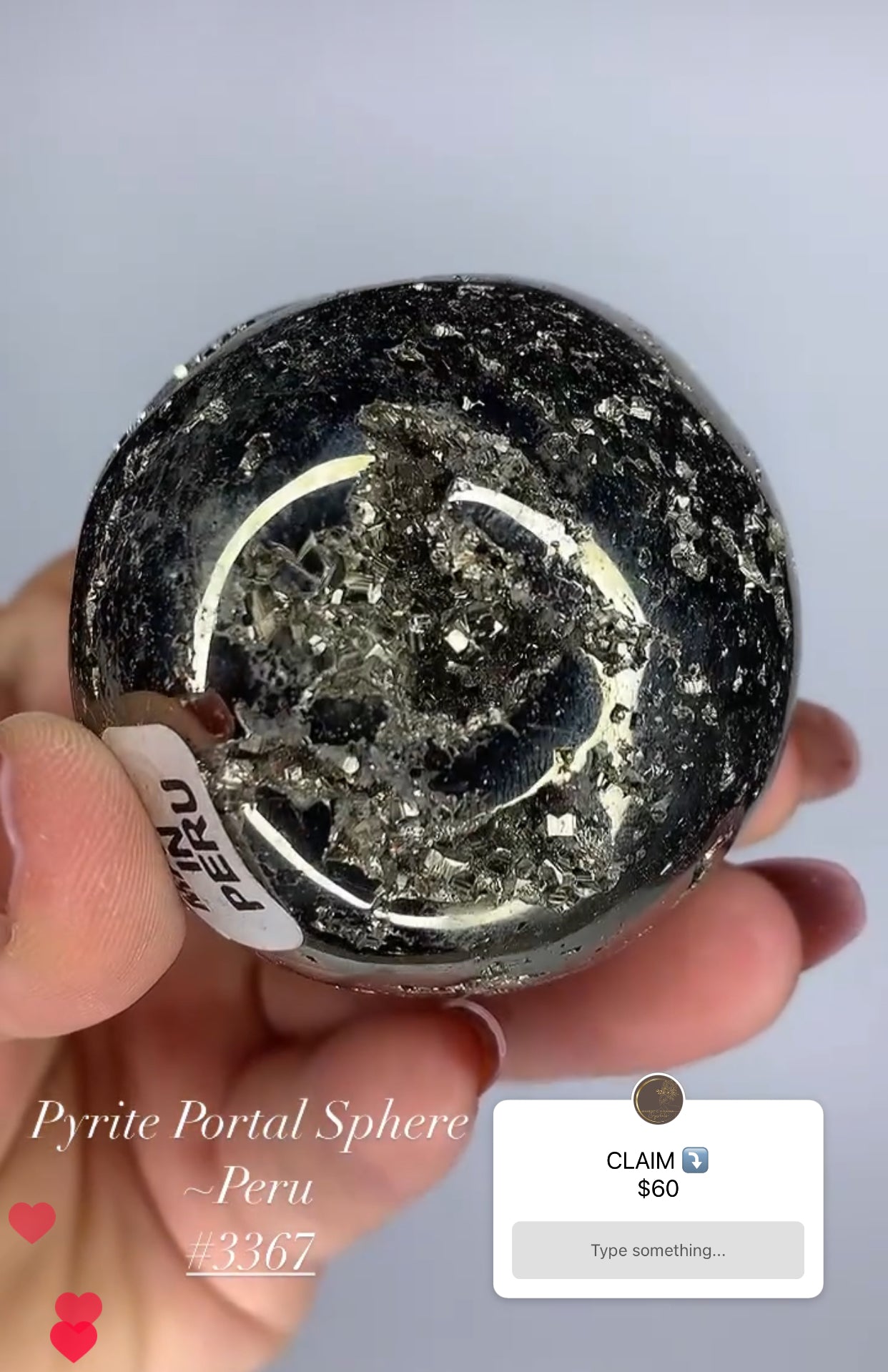 PYRITE DRUZY SPHERE- PERU