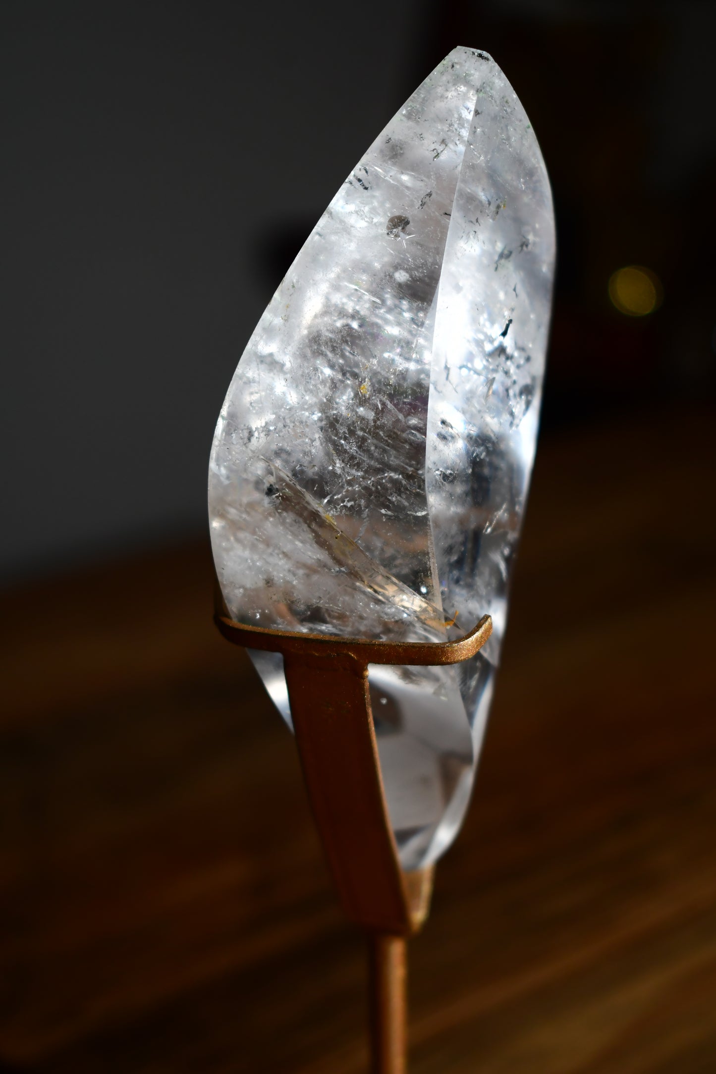 Clear Quartz Flame on Stand