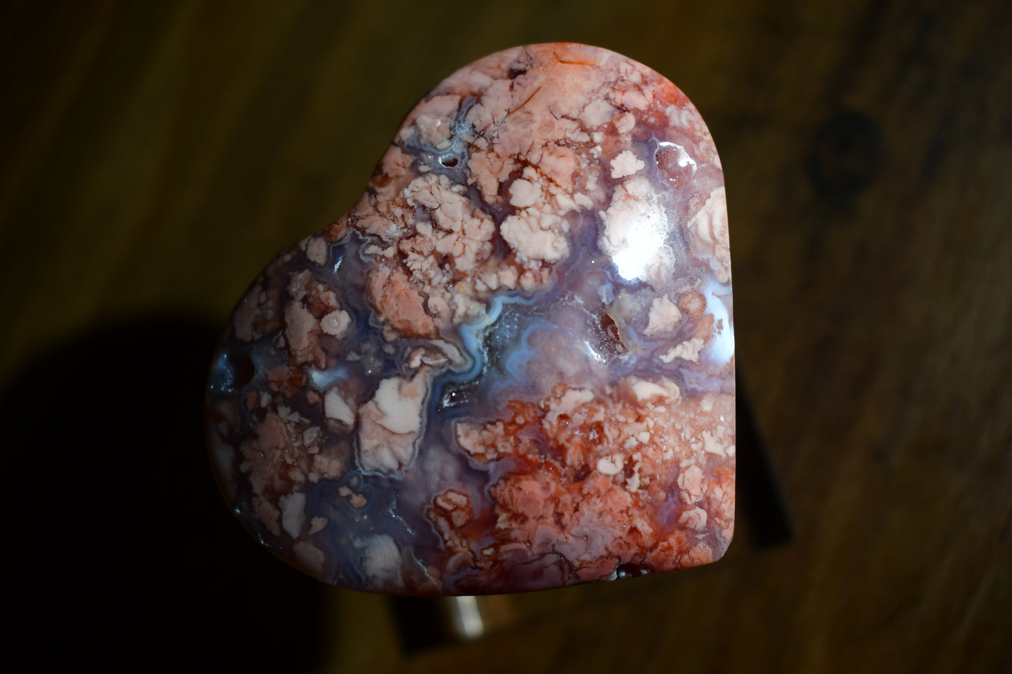 Pink Agate Heart Palm