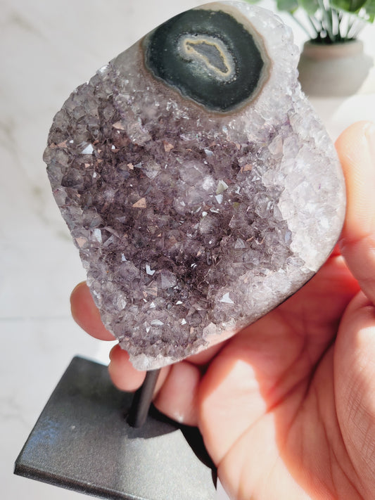 Amethyst Stalactite Druzy Freeform on Metal Stand/Stalactites/High Quality Crystals/Gifts for Him/Gifts for Her/Calcite/Rare Freeforms