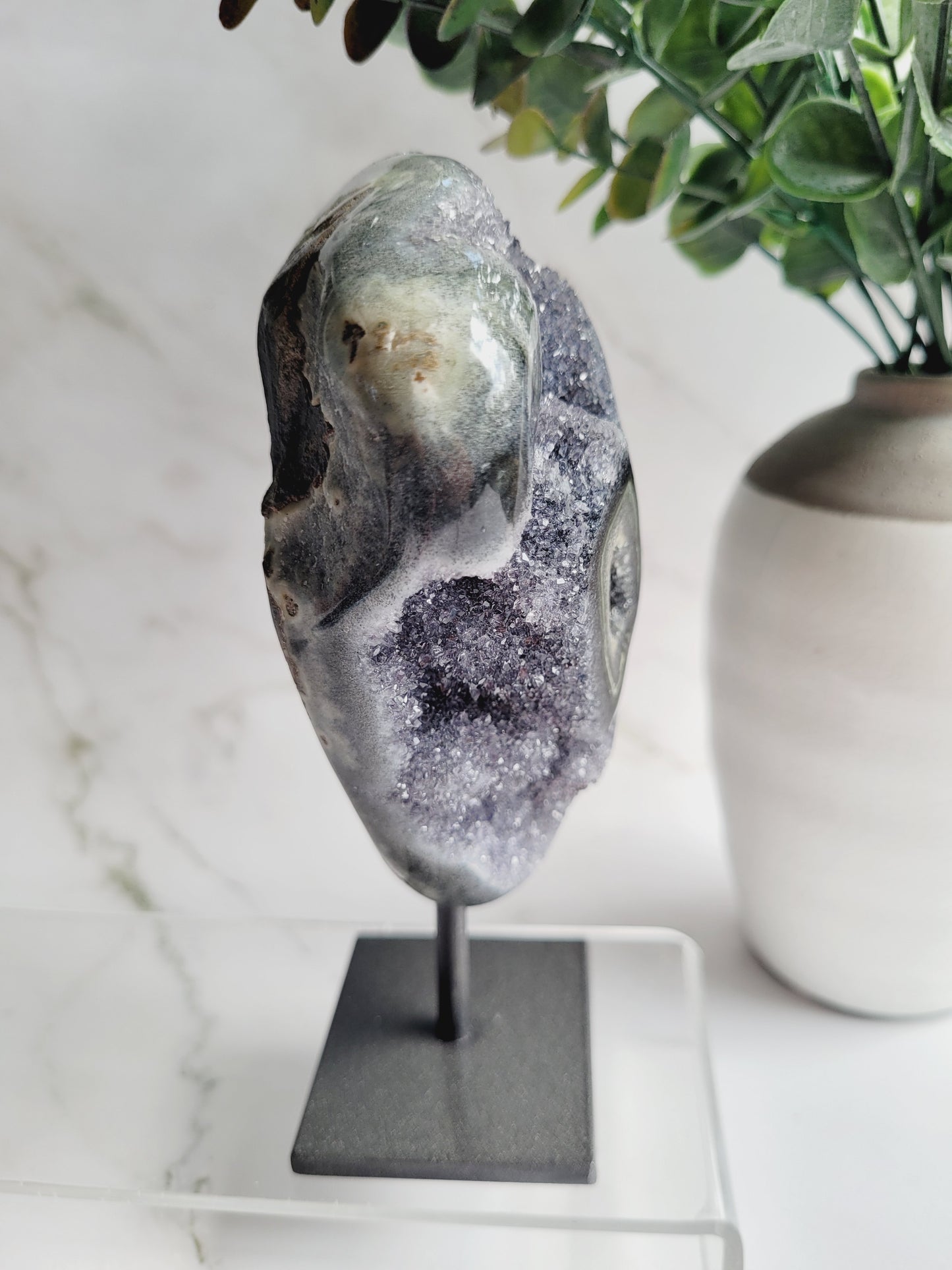 Amethyst Stalactite Druzy Freeform on Metal Stand/Stalactites/High Quality Crystals/Gifts for Him/Gifts for Her/Calcite/Rare Freeforms