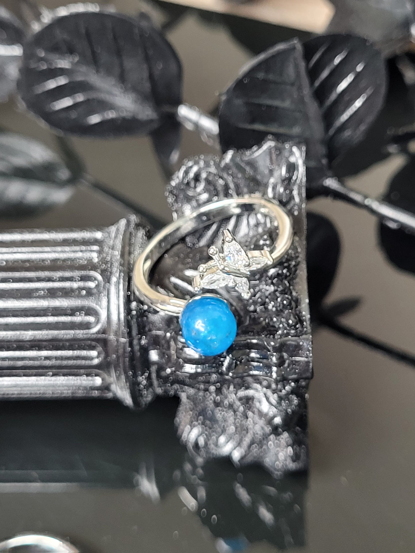 Blue Apatite Adjustable Butterfly Rings