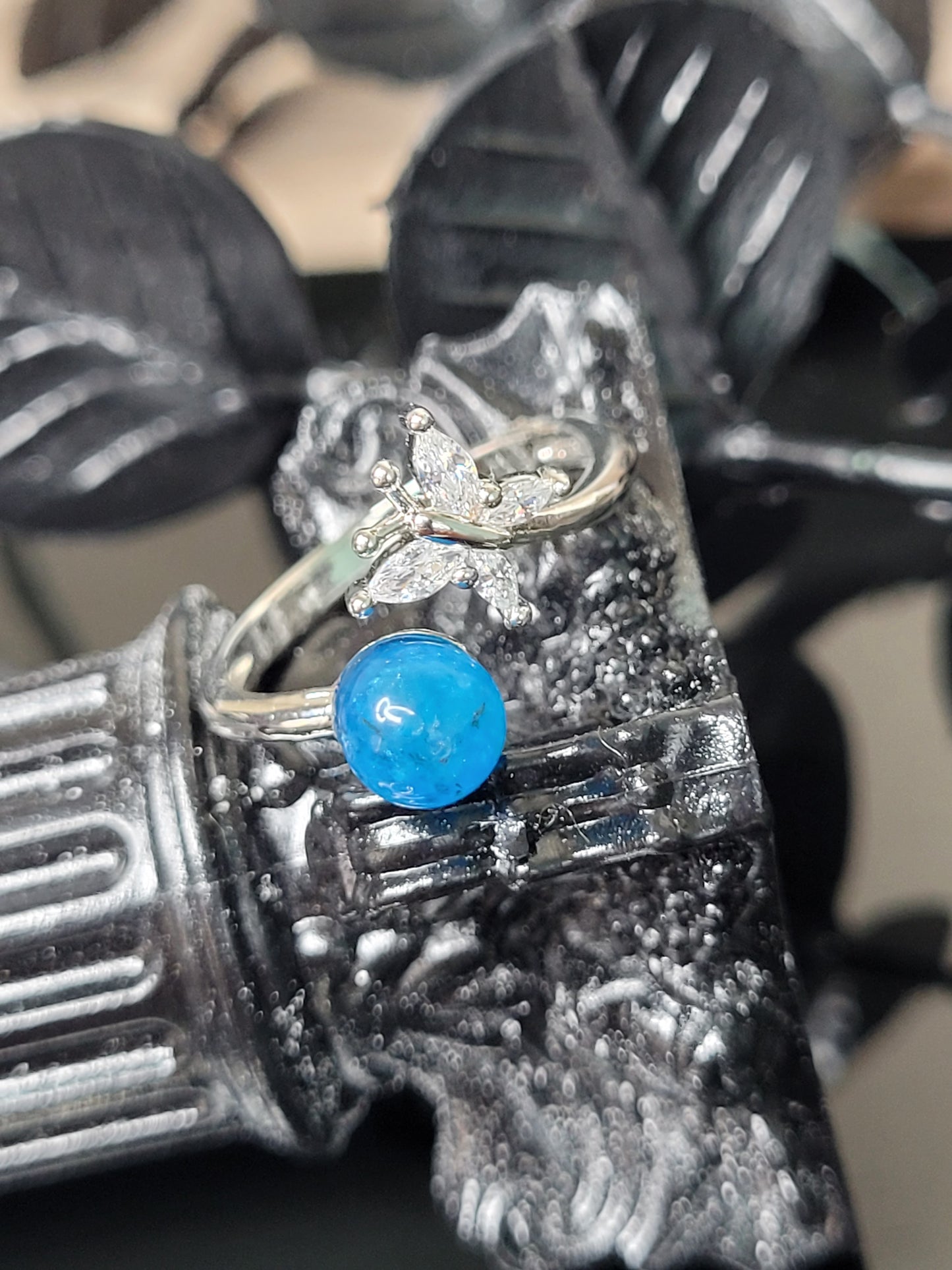 Blue Apatite Adjustable Butterfly Rings