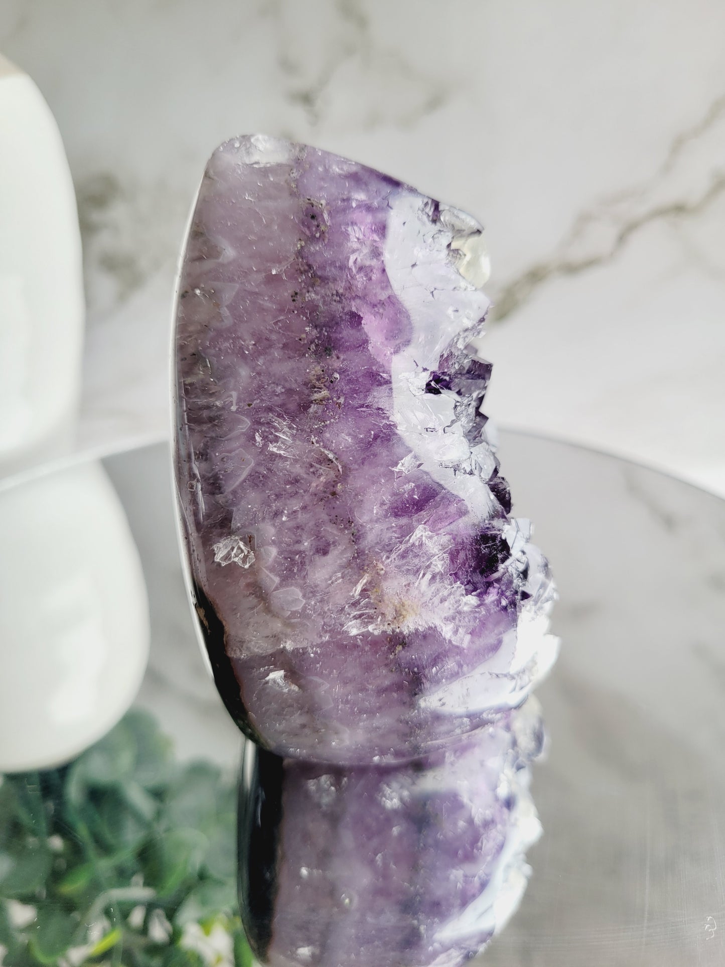 Druzy Amethyst, Calcite & Agate Flame