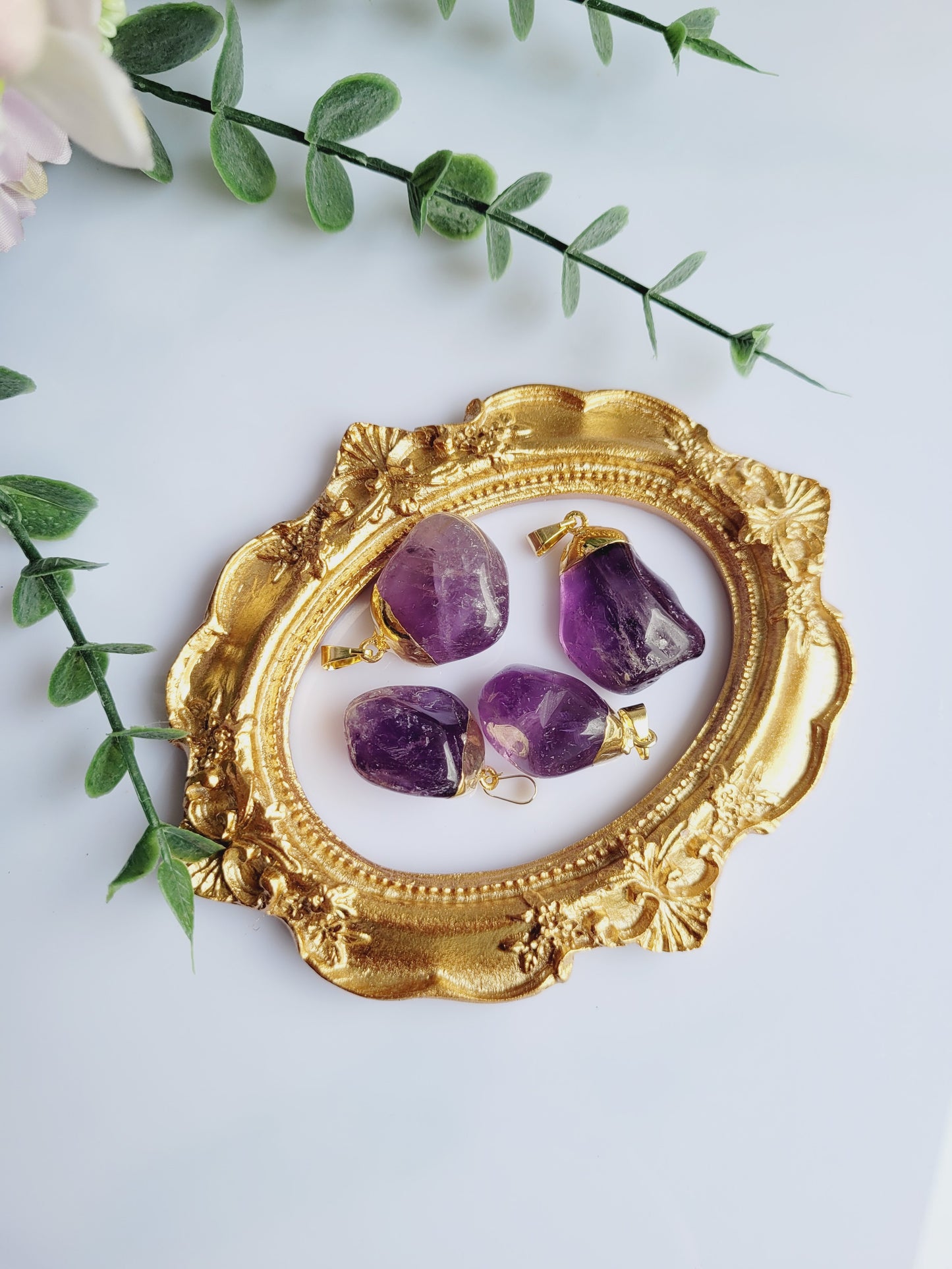 Amethyst Tumble Gold Filled Pendants