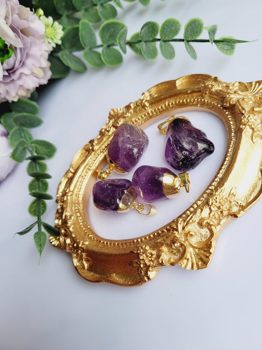 Amethyst Tumble Gold Filled Pendants