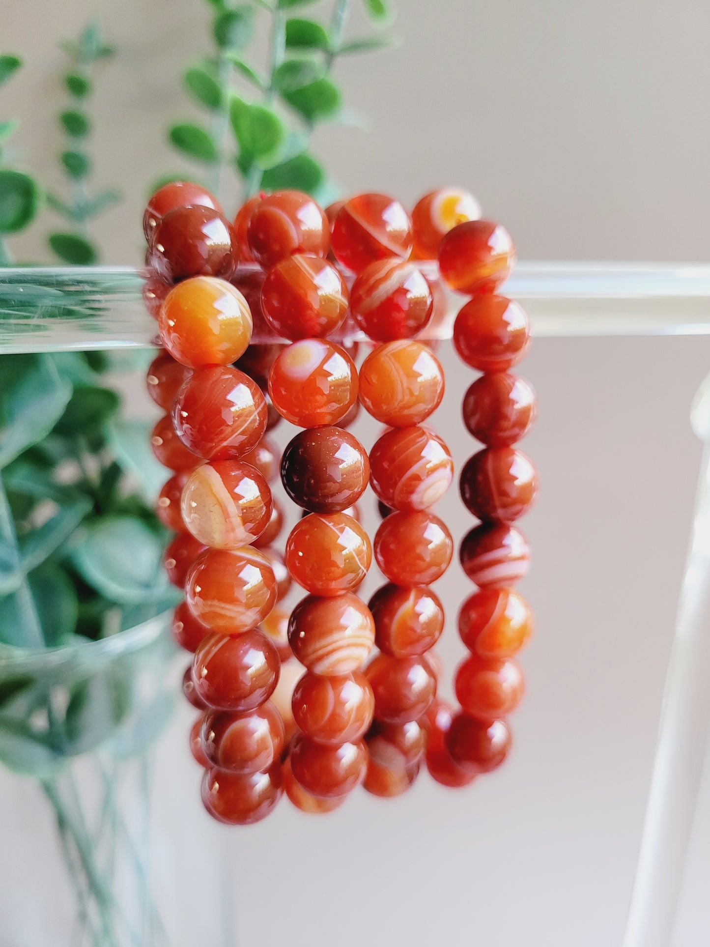 Carnelian Agate Crystal Bracelets 10mm