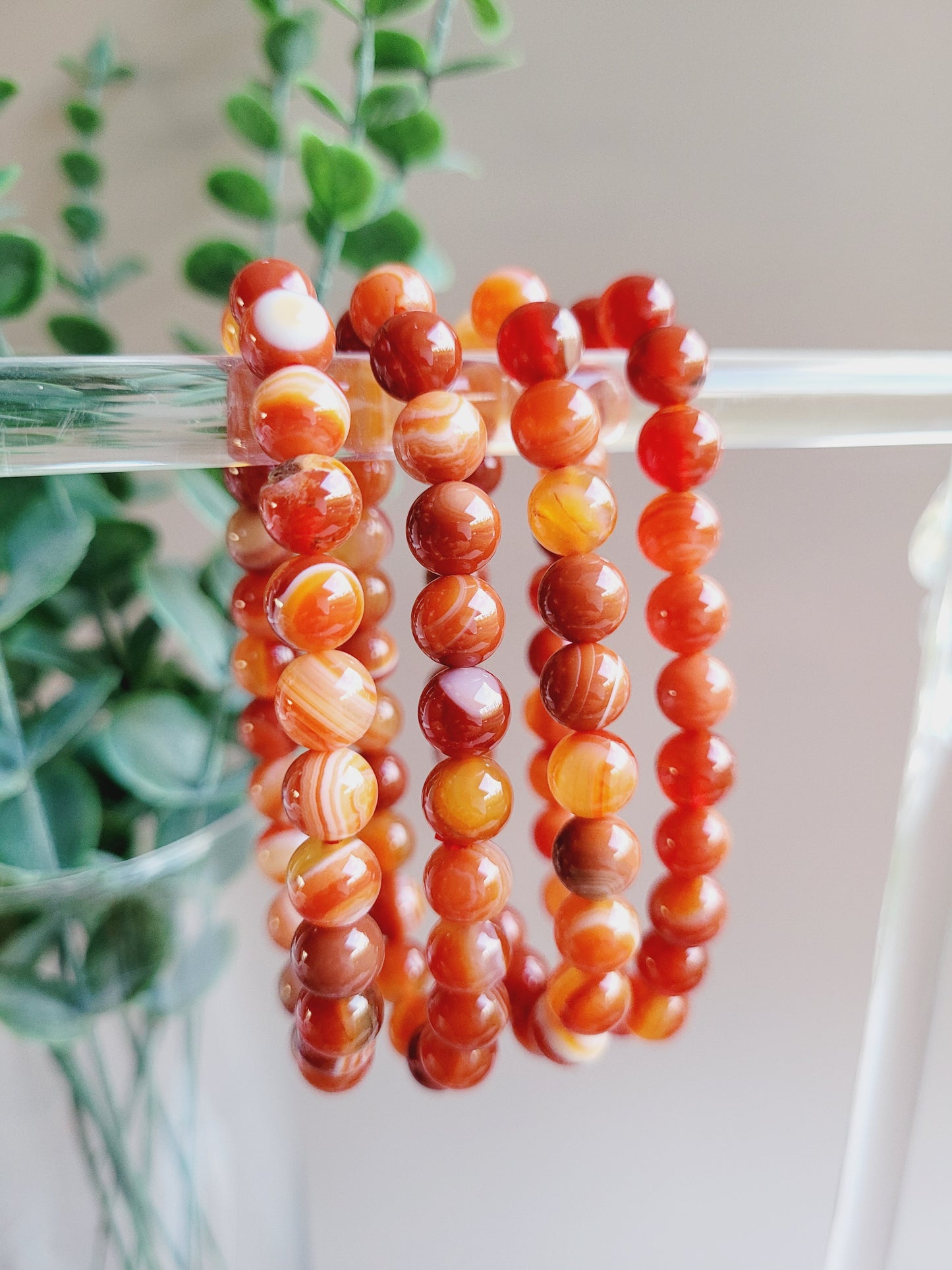 Carnelian Agate Crystal Bracelets 8mm