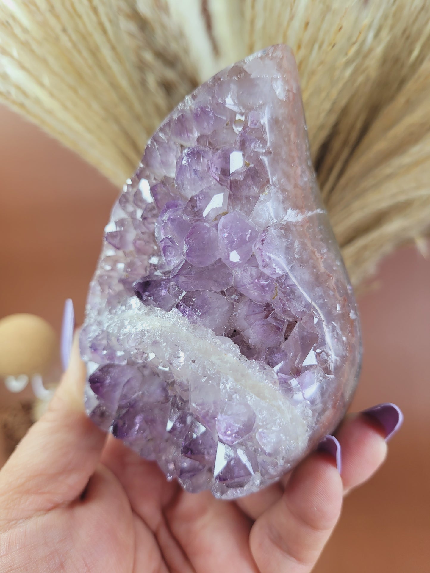 Druzy Amethyst and Calcite Flame/Freeform/ Amethyst/ High Quality Crystals/ Gifts for Him/ Gifts for Her/ Healing Crystals/ Calming/ Lavender