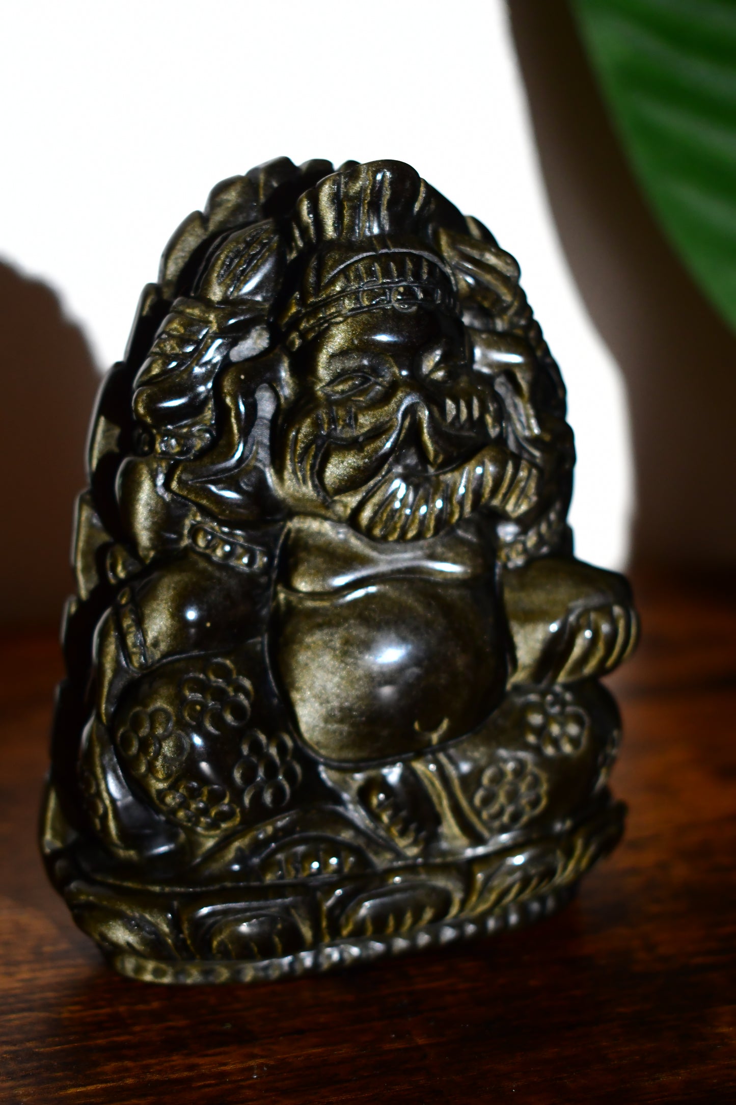 Golden Sheen Black Obsidian Ganesha